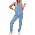 thumbnail image 1 of Womens Short Sleeve Two Piece Outfits Loungewear Sweatsuit Sets Outfits Athletic Tracksuits, 1 of 8
