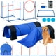 thumbnail image 1 of VEVOR Equipo de entrenamiento de agilidad para perros, juego de 7 piezas con vallas altas ajustables, 6 postes de tejido, 2 túneles, aro de salto, caja de pausa, 3 frisbee, silbatos, cuenco plegable, 1 of 9