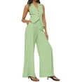 thumbnail image 3 of Summer Sleeveless Women Womens Vest Sets V-neck Vest Blazer & Wide Leg Pants, 3 of 7