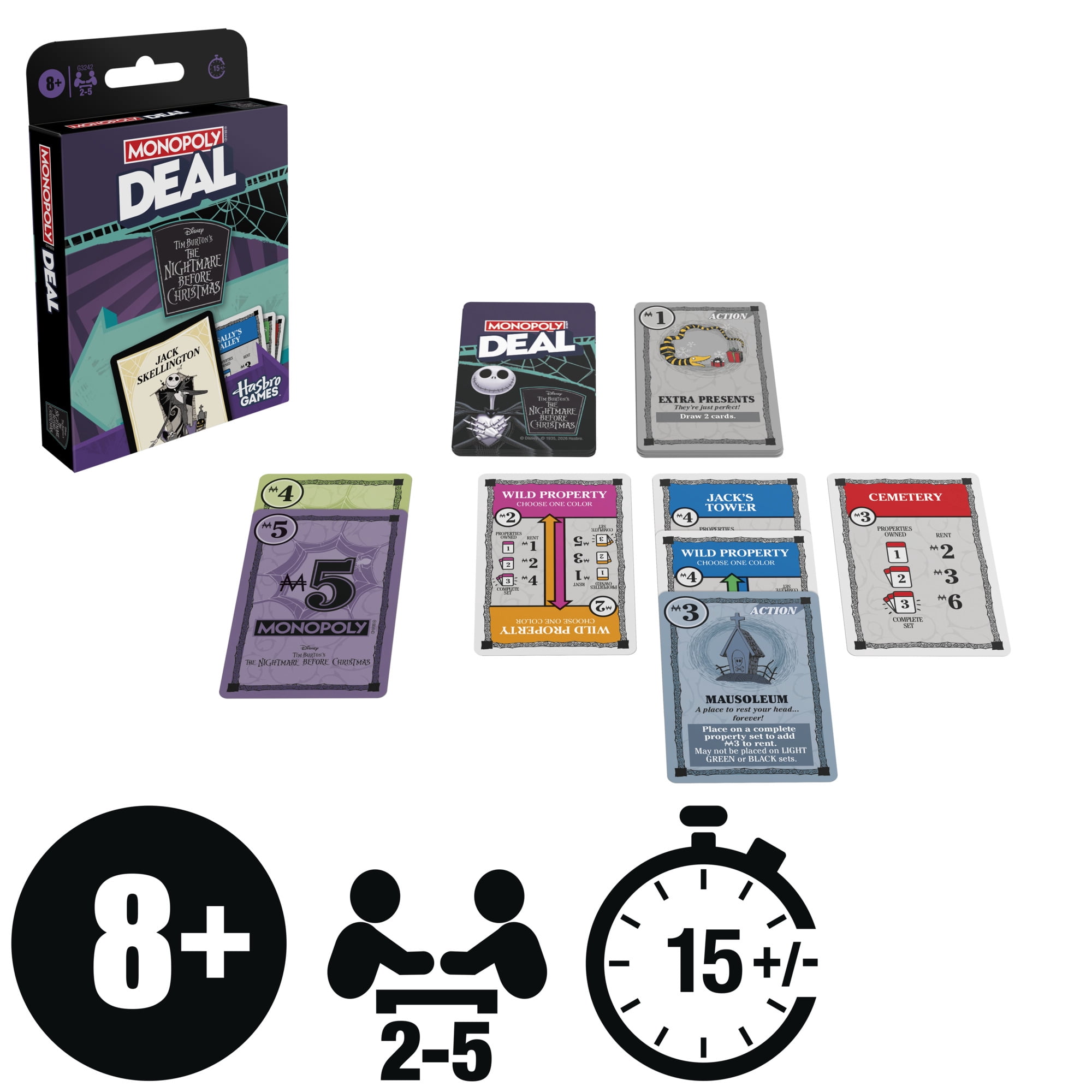 Monopoly Deal Tim Burton's The Nightmare Before Christmas Card Game, Kids & Adults Ages 8+