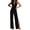Black, variant on TOUMENY Fall Jumpsuits for Women Wide Leg High Waist Ruched Drawstring Jumpsuit V Neck Sleeveless Bohemian Loose Romper Black XXXL