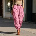 thumbnail image 2 of RUTAYY Women's Pants High Waist Wide Leg Solid Color Cargo Bottoms Loose Fit Casual with Pockets Comfortable Everyday Wear Chic Travel Trousers, 2 of 6