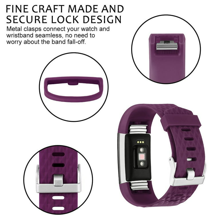Fitbit Charge 2 Bands Replacement Strap Accessories with Fasteners and Metal Clasps Fitbit Charge 2 Wristband New Style(Large, Purple) - Walmart.com
