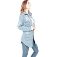 thumbnail image 5 of Notus Women's Casual Slim Distressed Long Sleeve Denim Lapel Jacket Windbreaker Outercoat Light Blue L, 5 of 7