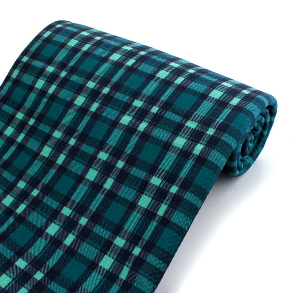 Fall Blue Plaid Liverpool Bullet Fabric Textured Knit Jersey 1 Yard