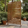 thumbnail image 2 of Tcbosik 76"H x 48"W Metal Privacy Screen Outdoor, Freestanding Decorative Portable Divider Privacy Fence for Balcony Garden Lawn Deck, Brown, 2 of 8