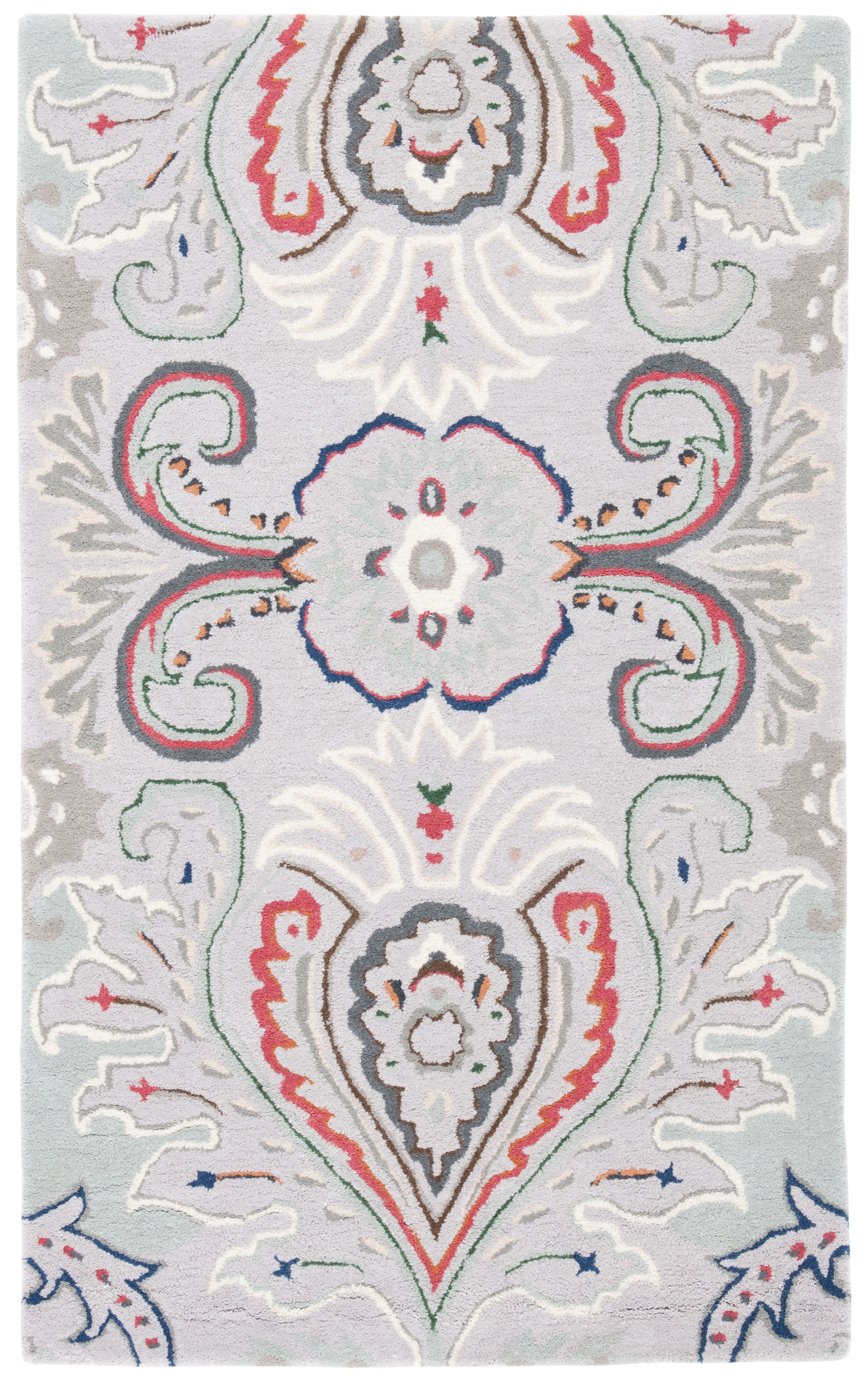 SAFAVIEH Bella Meriel Floral Paisley Wool Area Rug, Grey/Red, 4' x 6'