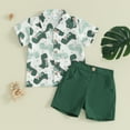 thumbnail image 2 of Bagilaanoe 2pcs Toddler Baby Boy Shorts Set Short Sleeve Print Shirt Tops + Shorts 6M 12M 18M 24M 3T 4T Kids Casual Summer Clothes, 2 of 8