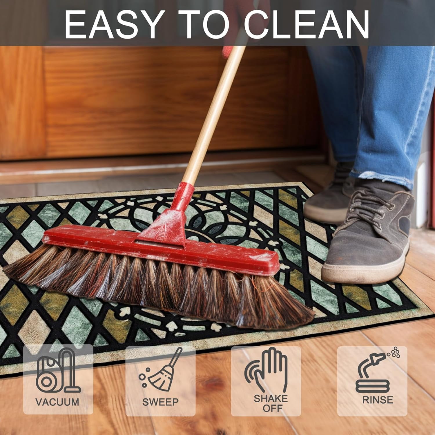 Door Mat Welcome Mat 24 x 36 Inch Front Door Mat Outdoors for Home Entrance Outdoors Mat for Outside Entry Way Doormat Entry Rugs, Heavy Duty Non Slip Rubber Back Low Profile, Dragonfly