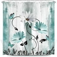 thumbnail image 3 of Rustic Farmhouse Shower Curtain for Bathroom, Farm Teal Daisy Floral Flowers and Butterfly on Country Wooden Bath Curtains, Turquoise Blue Fabric Bathroom Decor Set with Hooks 36X72, 3 of 6