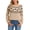 670 Beige, variant on Women's Halloween Fair Isle Sweater - Vintage Bat Pattern Brown Knit Pullover, Cozy Fall & Spooky Season Outfit
