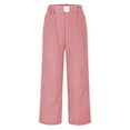 thumbnail image 4 of Lroveb Pajama Pants for Women Plus Size, Lounge Pants Womens, Womens Casual Pants Cute Soft Elastic Low Rise Vintage Plaid Print Button Front Capri Light Red, 4 of 6
