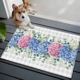 thumbnail image 3 of Blue Pink Hydrangea Entryway Rug 2'x3'&nbsp; Non Slip Front Door Mats, Eucalyptus Leaves Grey Plaid Entrance Rugs Indoor Outdoor Carpet, Washable Floor Mats Small Area Rug for Bedroom Kitchen, 3 of 8
