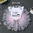 thumbnail image 5 of FYMNSI Toddler Kids Girl Cow 3rd Third Birthday Cake Smash Outfit Farm Animal Three Years Old Party Short Sleeve Tops Tutu Skirt Bowknot Headband Set I'm Three, 5 of 6