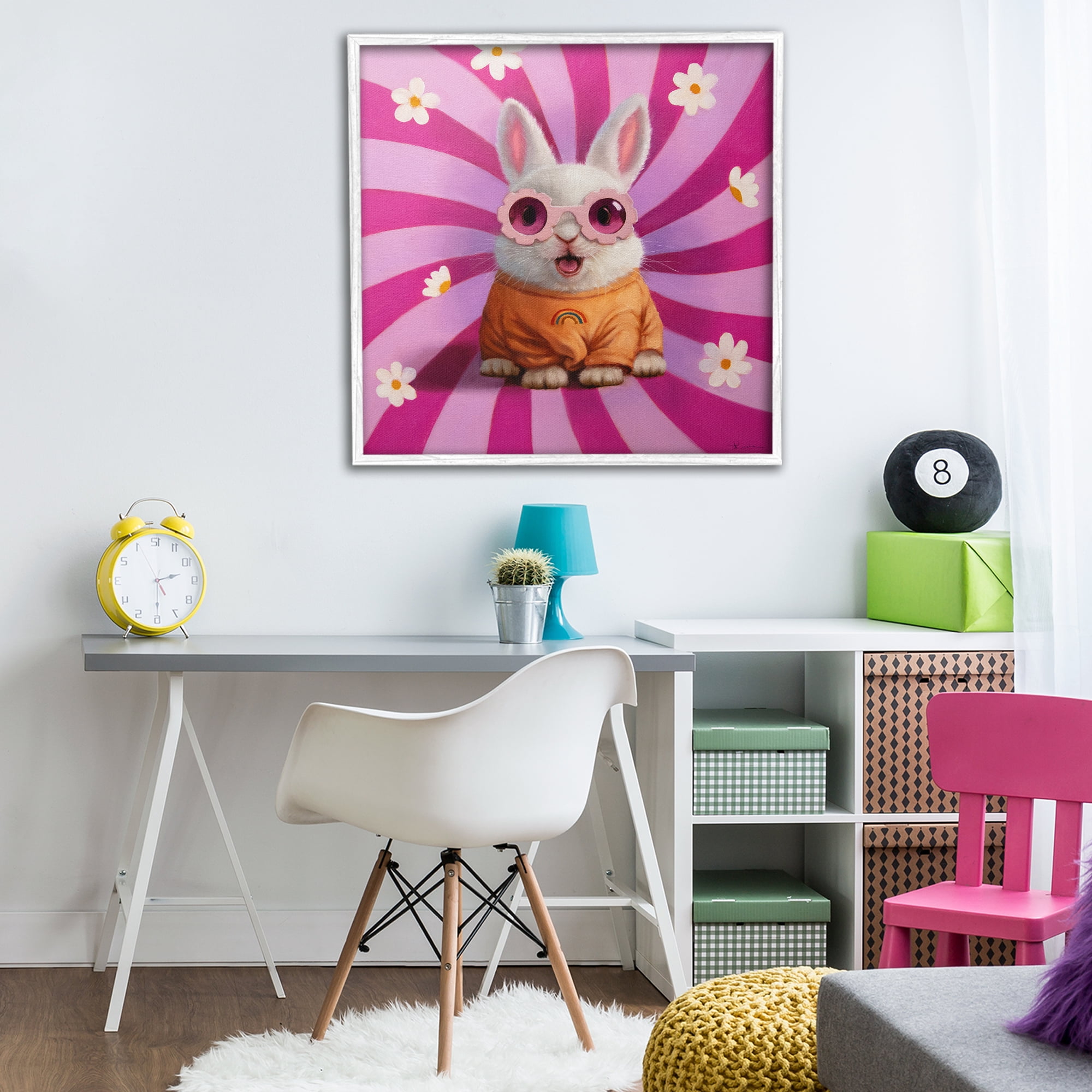 Stupell Industries Good Vibes Only Rabbit White Framed Giclee Art, design by Lucia Heffernan