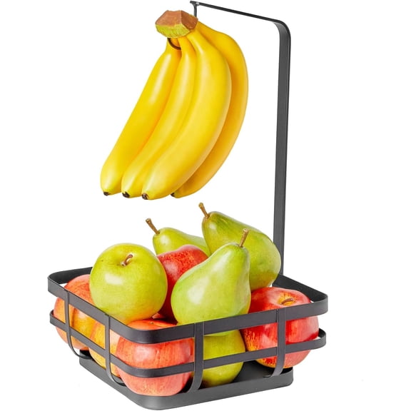 Spectrum Hudson Fruit Tree with Banana Hook Scandinavian Steel Hanger, Black