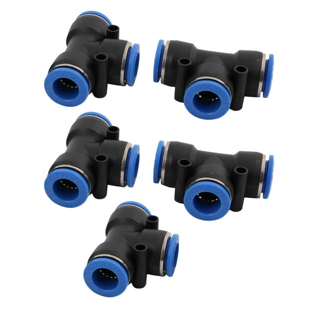 Conector rápido de aire neumático de 5 piezas, diámetro de 14 mm, tipo T, 3 vías, conector de manguera