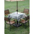 thumbnail image 5 of Square Outdoor Tablecloth with Umbrella Hole Foggy Forest Outside Table Cloth Waterproof Patio Table Cover Vintage Mountain Botanical Zipper Tablecloths for Picnic Party Camping 60x60 Inch, 5 of 8