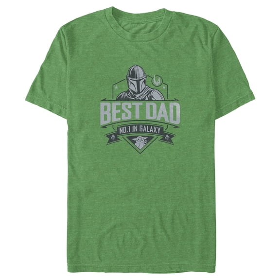 Men's Star Wars: The Mandalorian Grogu and Din Djarin Best Dad No. 1 in Galaxy  Graphic Tee Kelly Heather Medium