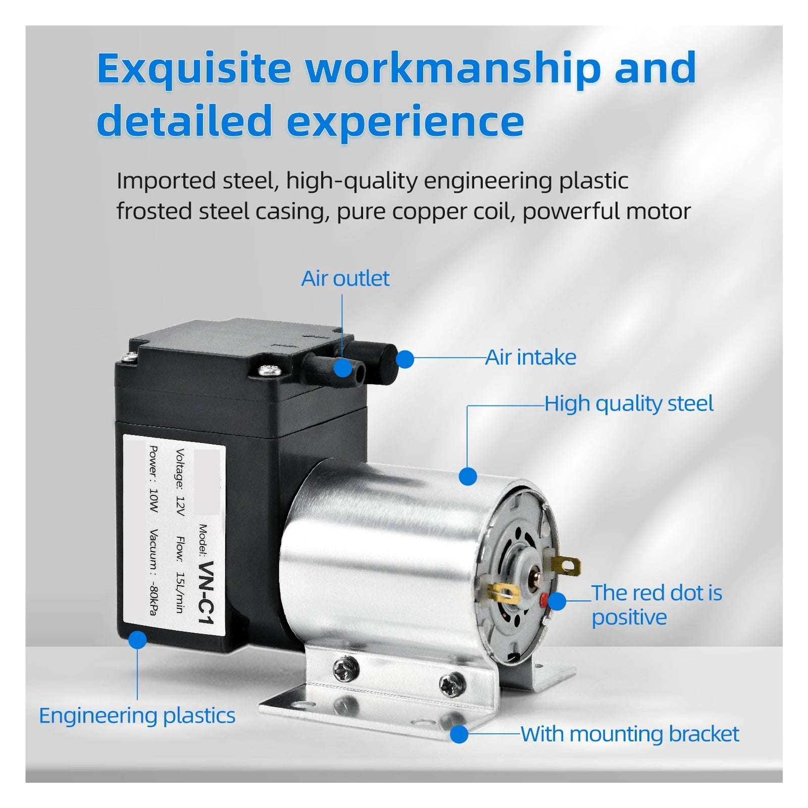 12V/24V DC Diaphragm Vacuum Pump, Electric Negative Pressure Suction Vacuum Pump