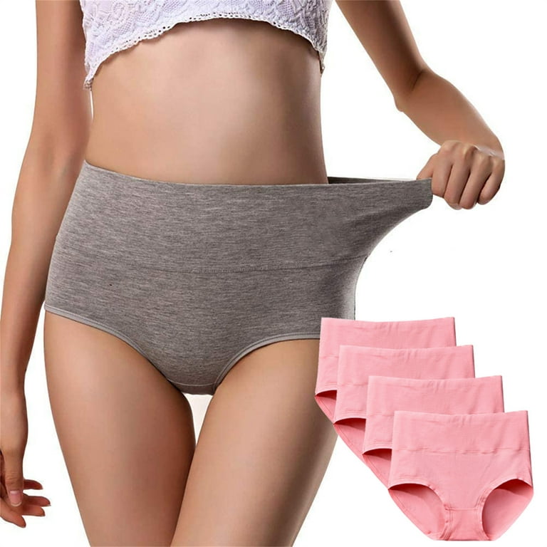 Knosfe Tummy Control Plus Size Underwear for Women High Waisted Cotton  Panties Seamless 4 Pack Briefs XXXXL 
