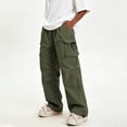 thumbnail image 3 of Men Loose Cargo Work Pants 4-Way Stretch Drawstring Outdoor Activity Trousers S-XL, 3 of 8