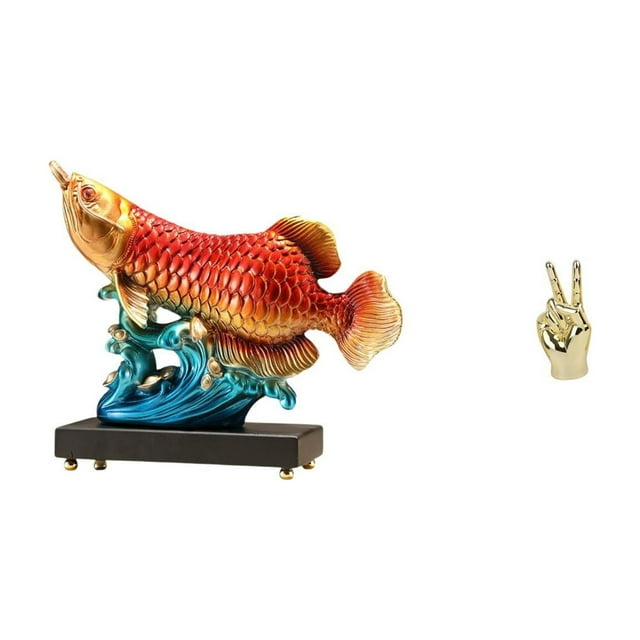 Estatua de pez,Estatua de pez arowana,decoración Feng Shui para estante o escritorio,Escultura de estatua,Estatuas y figuras de gestos con los dedos de la mano,Esculturas de manos de estante