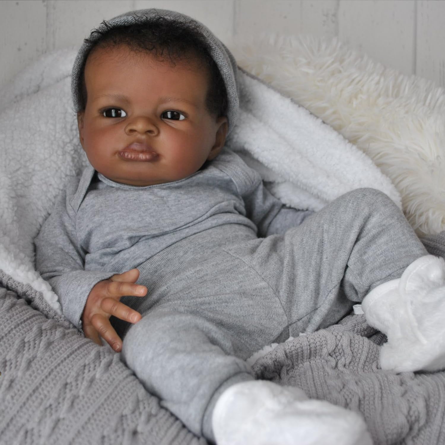Realistic Reborn Baby Dolls Black , 20 Inch African American Newborn Doll, Lifelike Weighted Soft Body, Christmas Birthday Gift