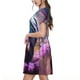 thumbnail image 2 of Fotbe Beautiful Flower Blue Bird Vestido Largo de Moda para Mujer, Vestido Tipo Camiseta con Manga Corta y Estilo Casual a Rayas y Bloques de Color, 2 of 6