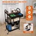 thumbnail image 2 of Carrito de Almacenamiento con Cajón, Carrito Organizador de Metal 3 Niveles para Cocina, Carrito de Servicio Mesa con Ruedas con Cerradura, Carrito con Cajón de Salón Barberia (Negro), 2 of 4