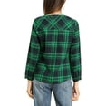 thumbnail image 3 of Unique Bargains Blouse Ample à Carreaux pour Femmes, Col Fendu, Manches Longues, 3 of 6