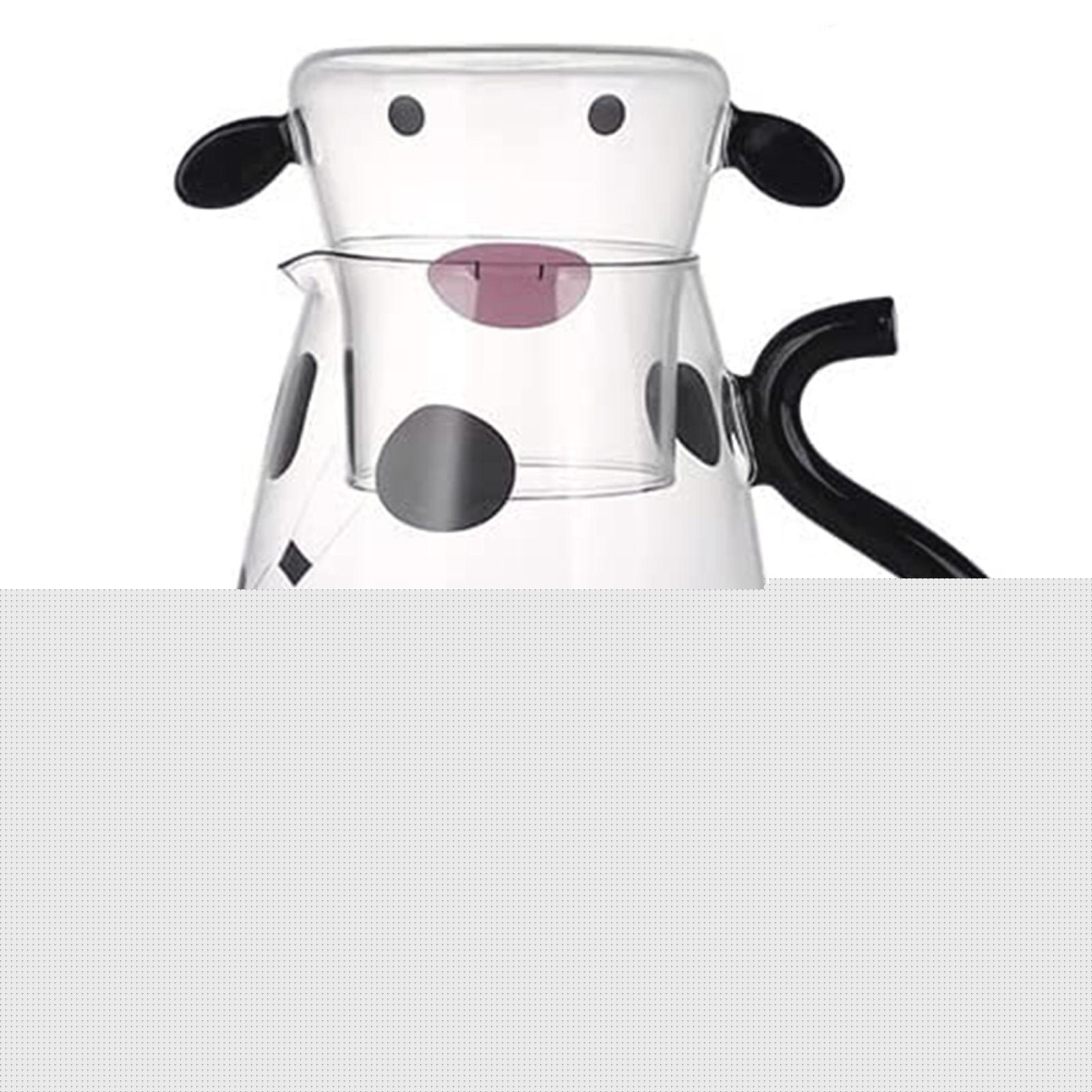

Cow Glass Water Pitcher | Bedside Milk Carafe With Cup | Glass Carafe Pitcher With Glass Mug Cute Cow Glass Tea Pitcher Kettle Milk Jug Water Carafe For Midnight Drink