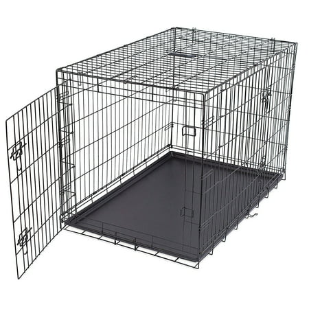 Internet's Best Wire Dog Kennel | Large (42 Inches) | Double Door Metal Steel Crates | Indoor Outdoor Pet Home | Folding and Collapsible Cage | (Best Cat5e Cable Brand)
