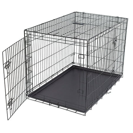 Internet's Best Wire Dog Kennel | Large (42 Inches) | Double Door Metal Steel Crates | Indoor Outdoor Pet Home | Folding and Collapsible Cage | (Best Primer For Metal Door)