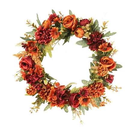 

BESTONZON 1PC Simulated Rose Wreath Wall Hanging Decor Decorative Garland Artificial Wreath Pendant