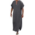 thumbnail image 1 of Deep V-neck Men Robe Short Loose Robe Traditional Clothing, 1 of 5