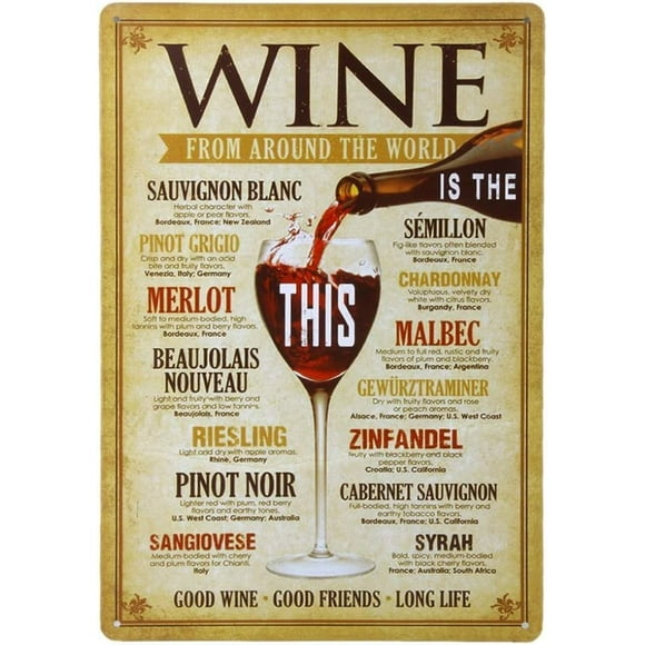 Retro Metal Poster Vintage Decorative Art Painting Poster for Bar Cafe Pub 20cmx30cm Wine