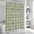 thumbnail image 5 of Polyester Fabric Sage Green Plaid Shower Curtain, Modern Art Checkered Farmhouse Waterproof Bathtub Curtain Bathroom Decor Set with Hooks 72 x 78 Inches, 5 of 6