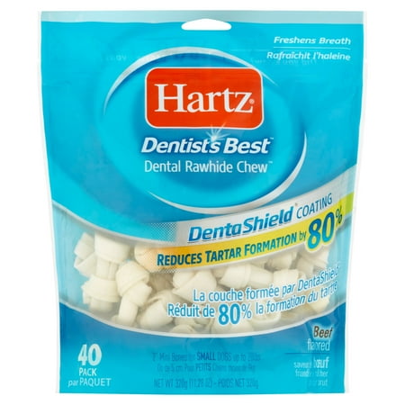 Hartz Dentist's Best Small Dog 2" Dental Rawhide Chews, 40 count