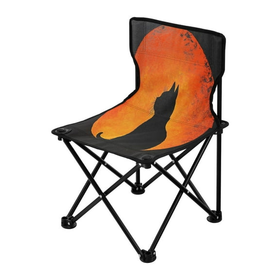 Outdoor Folding Chair 14.46x14.46x22.83 Inches, Camping Folding Chair Easy to Carry Ideal for Outdoor Picnics Camping Park Fishing Moonlit Cat