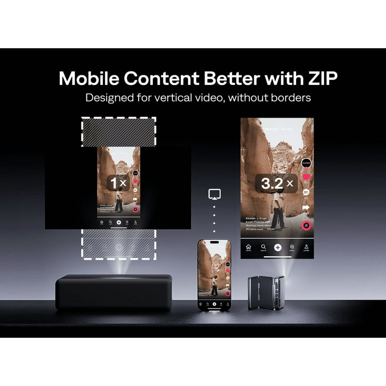 Aurzen ZIP Tri-Fold Portable Mini DLP Projector, Pocket-Sized