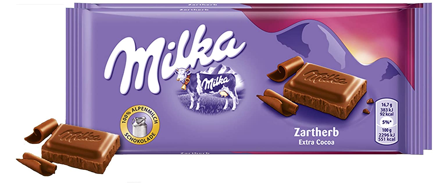 Milka Zartherb Dark Chocolate Bar Candy Alpenmilch Original German ...