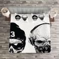 thumbnail image 3 of Ambesonne Black White Quilted Bedspread Set 3 Pcs, Funny Skull Band, King Size, Black White, 3 of 3