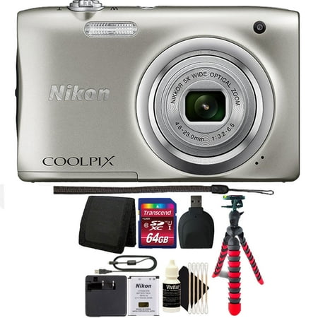 Nikon COOLPIX A100 20.1MP f/3.7-6.4 Max Aperture Compact Point and Shoot Digital Camera 64GB Accessory Kit