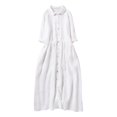 thumbnail image 1 of CHOK Robes Printemps Été pour Femmes 2024 Manches Longues Coton Lin Robe Longue Décontractée Confortable Ceinture Fluide, 1 of 6