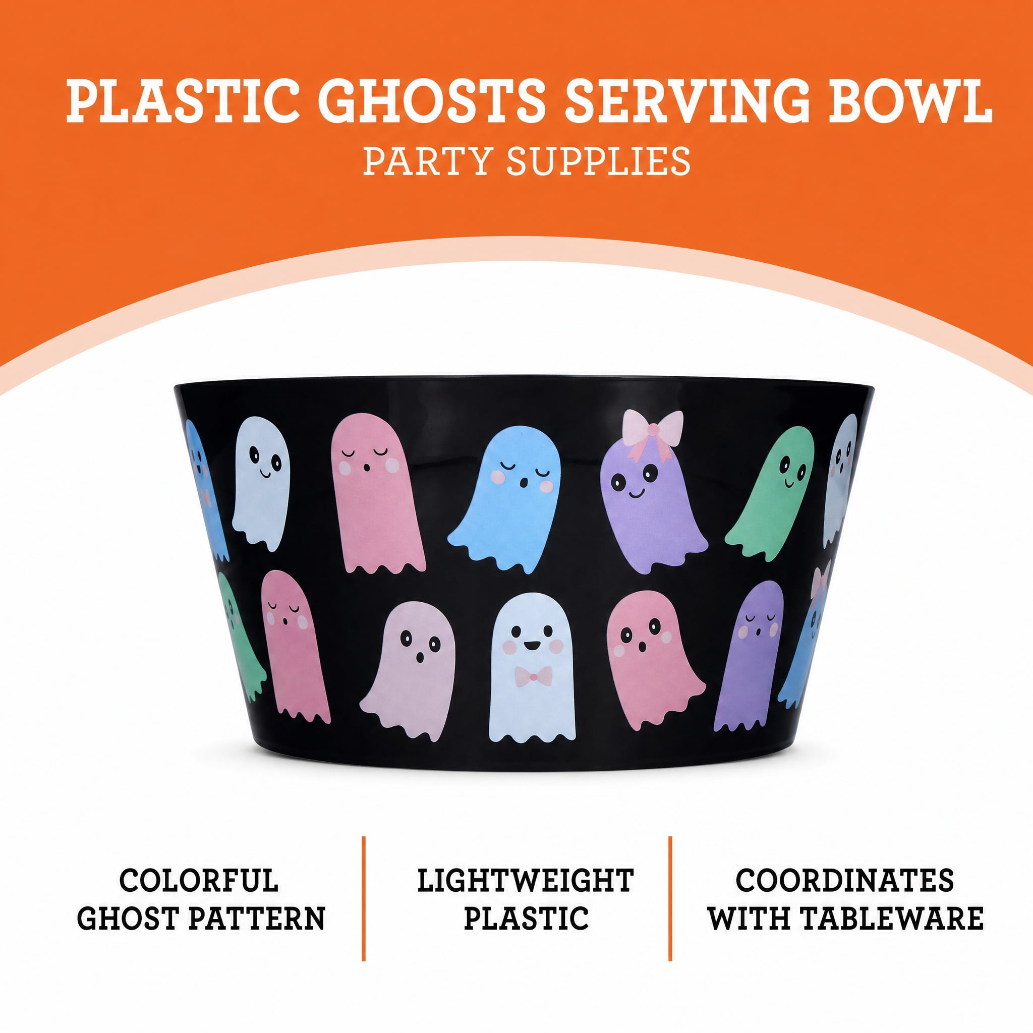 Plastic Ghosts Serving Bowl, Multicolor, 11.1", Halloween by Way To Celebrate