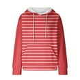 thumbnail image 5 of QATAINLAV Stripe Hooded Sweatshirts Womens Long Sleeve Hoodies Casual Waffle Knit Pullover Tops Outdoor Sweat Shirts with Pocket Prime Sales Today Watermelon Red XL, 5 of 7