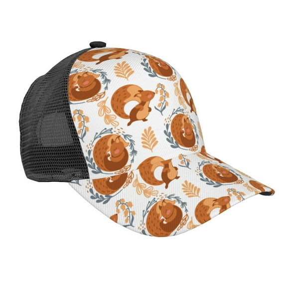 Picia Cute Squirrel Pattern Trucker Hat,Baseball Cap,Sun Protection Cap,Stylish Headwear,Leisure Cap,Outdoor Sports Cap