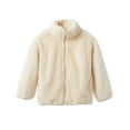 thumbnail image 2 of YMNXA Big Kids Girls Fuzzy Jacket With Pocket Long Sleeve Zip Up Solid Color Soft Warm Coat For Cold Weather White 8-9 Years, 2 of 8