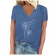 thumbnail image 1 of Camisetas de Manga Corta para las Mujeres, Impresión de Cuello en V Camiseta Casual Top Hecho de 95% Poliéster 5% Spandex para el Uso Diario de Primavera Verano, Camisetas para las Mujeres Casual, 1 of 4